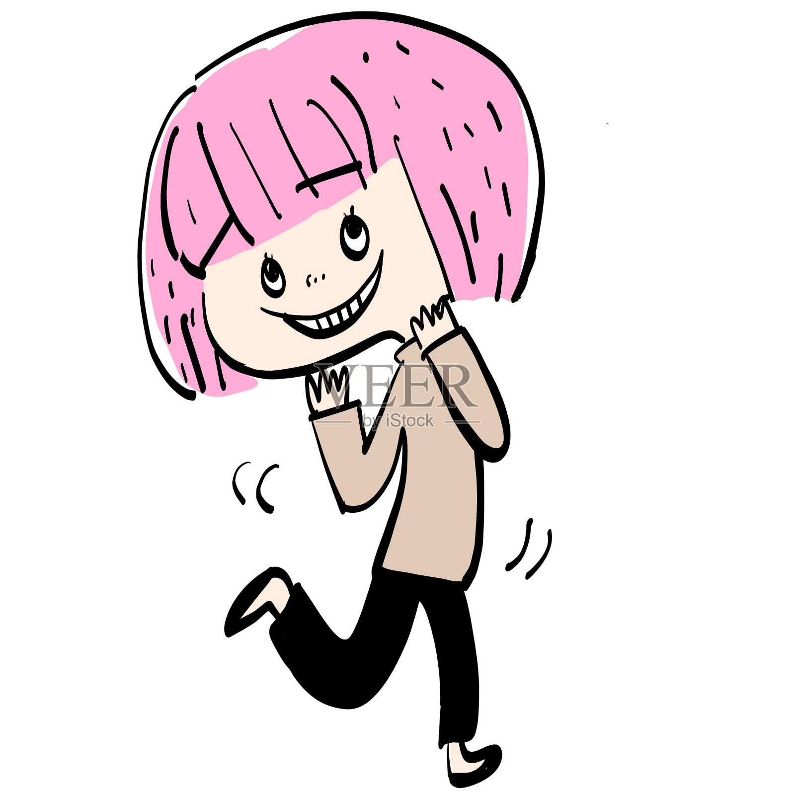 粉红色头发的女人设计元素图片