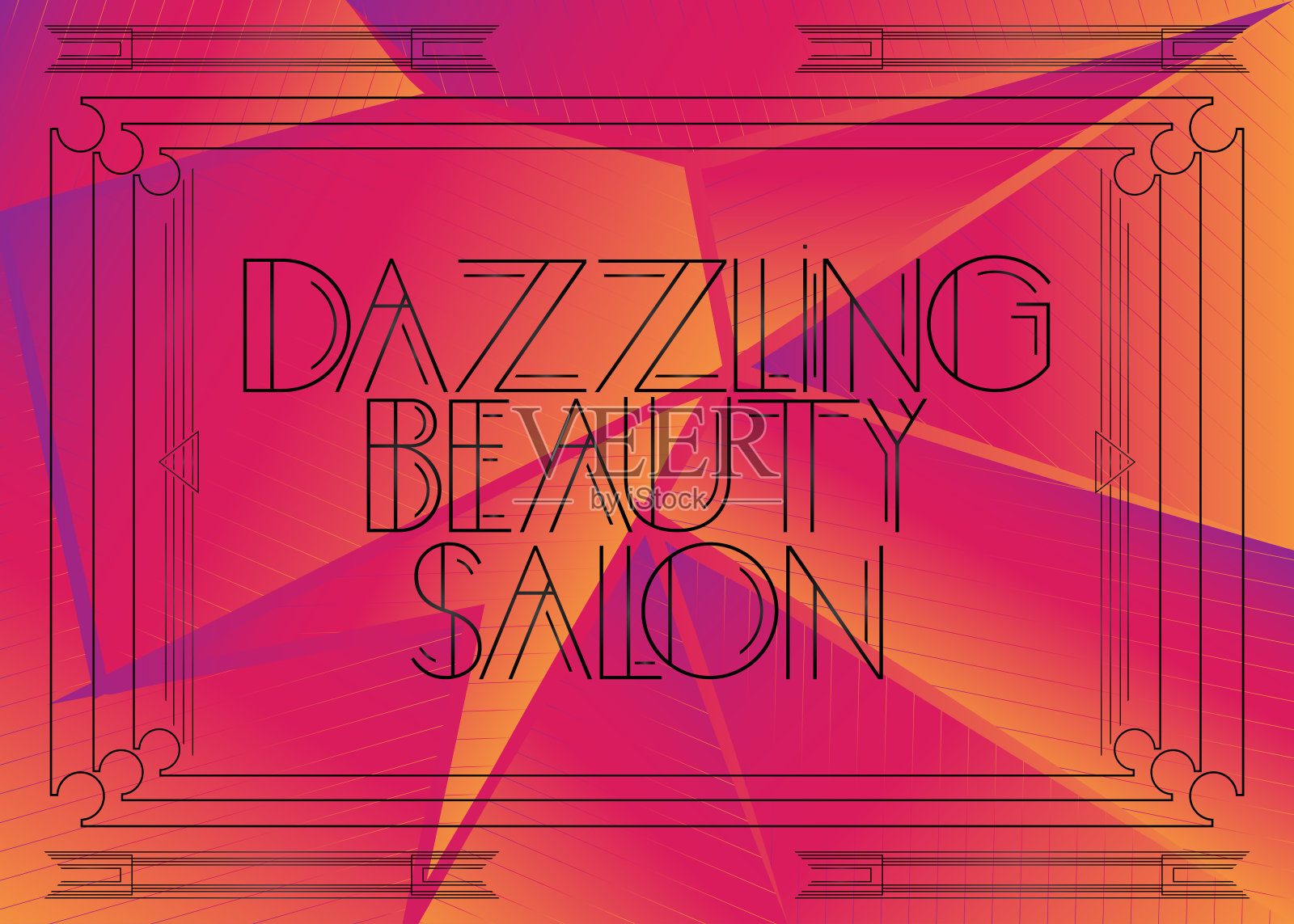 艺术装饰眼花缭乱的美容沙龙文字。插画图片素材