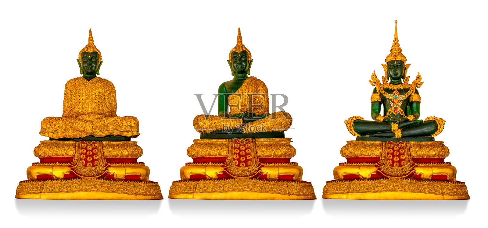 金色佛像在孤立的白色背景照片摄影图片