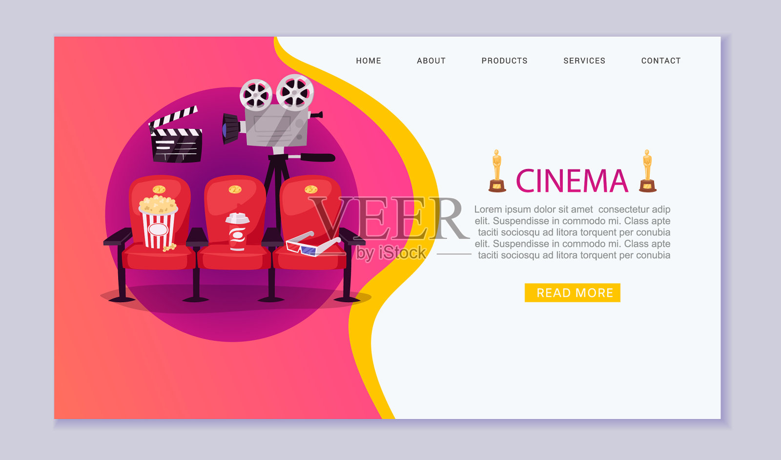 电影院电影院电影放映椅子插画图片素材