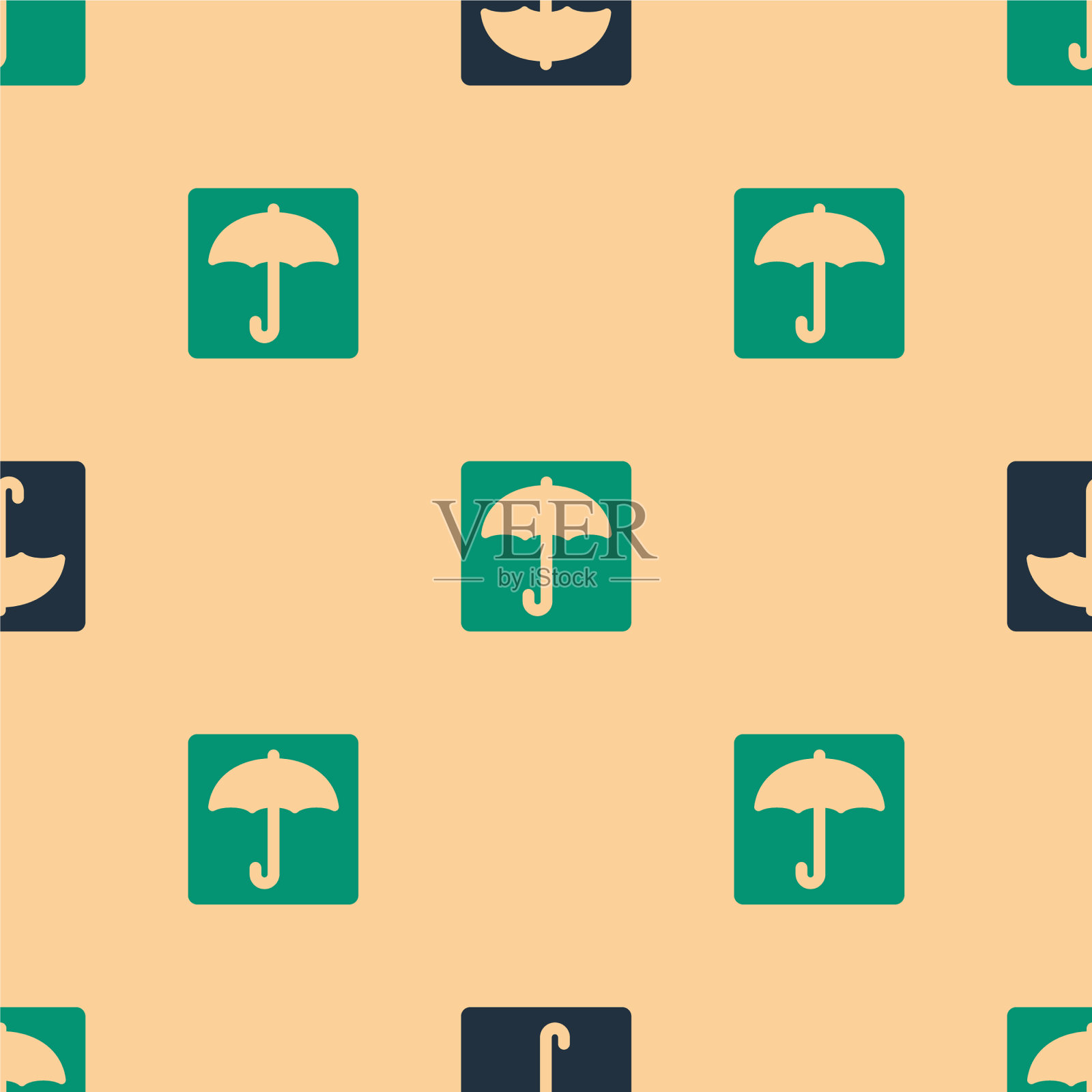 绿色和黑色的伞图标隔离无缝插画图片素材