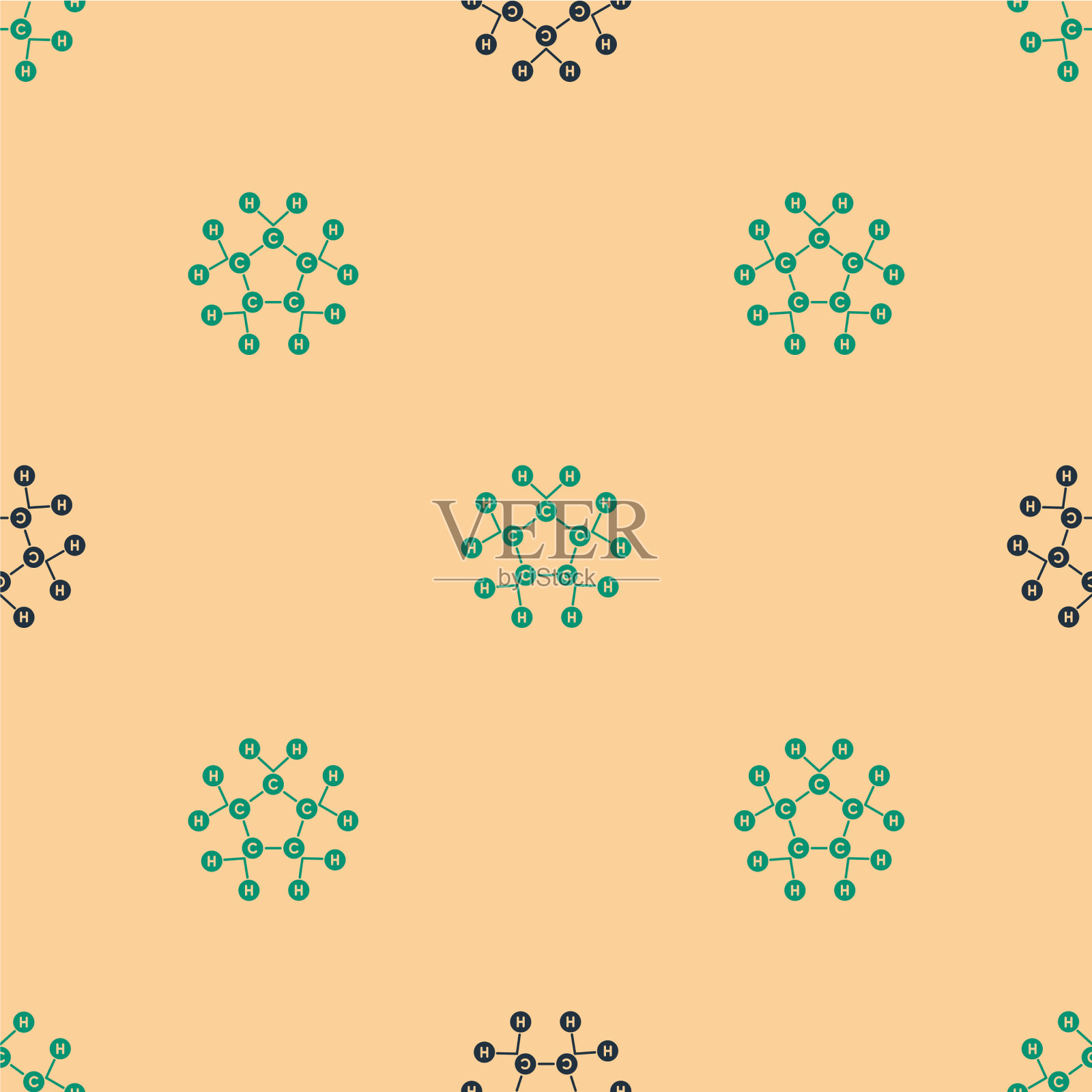 绿色和黑色分子油图标孤立插画图片素材