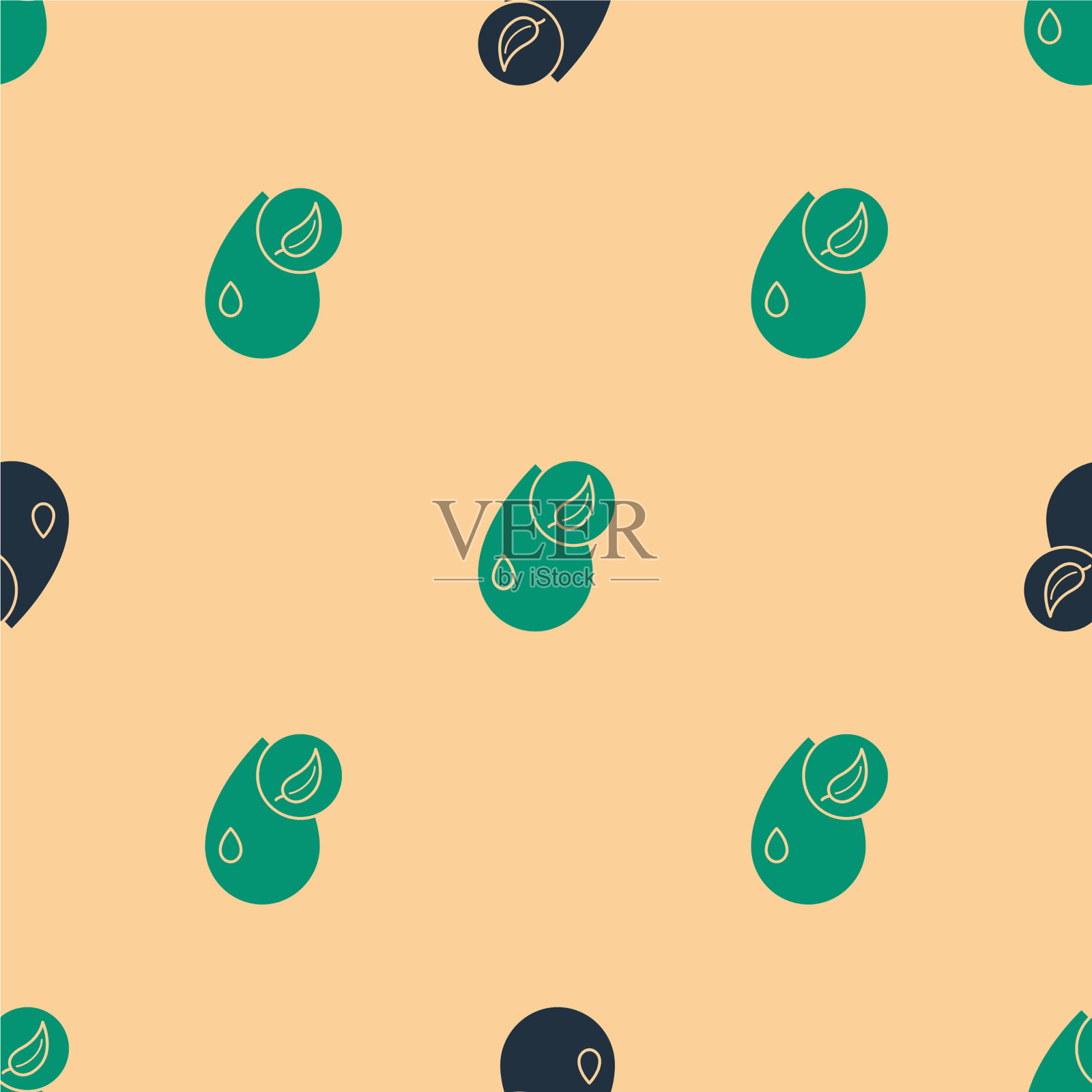 绿色和黑色生物燃料图标隔离无缝插画图片素材