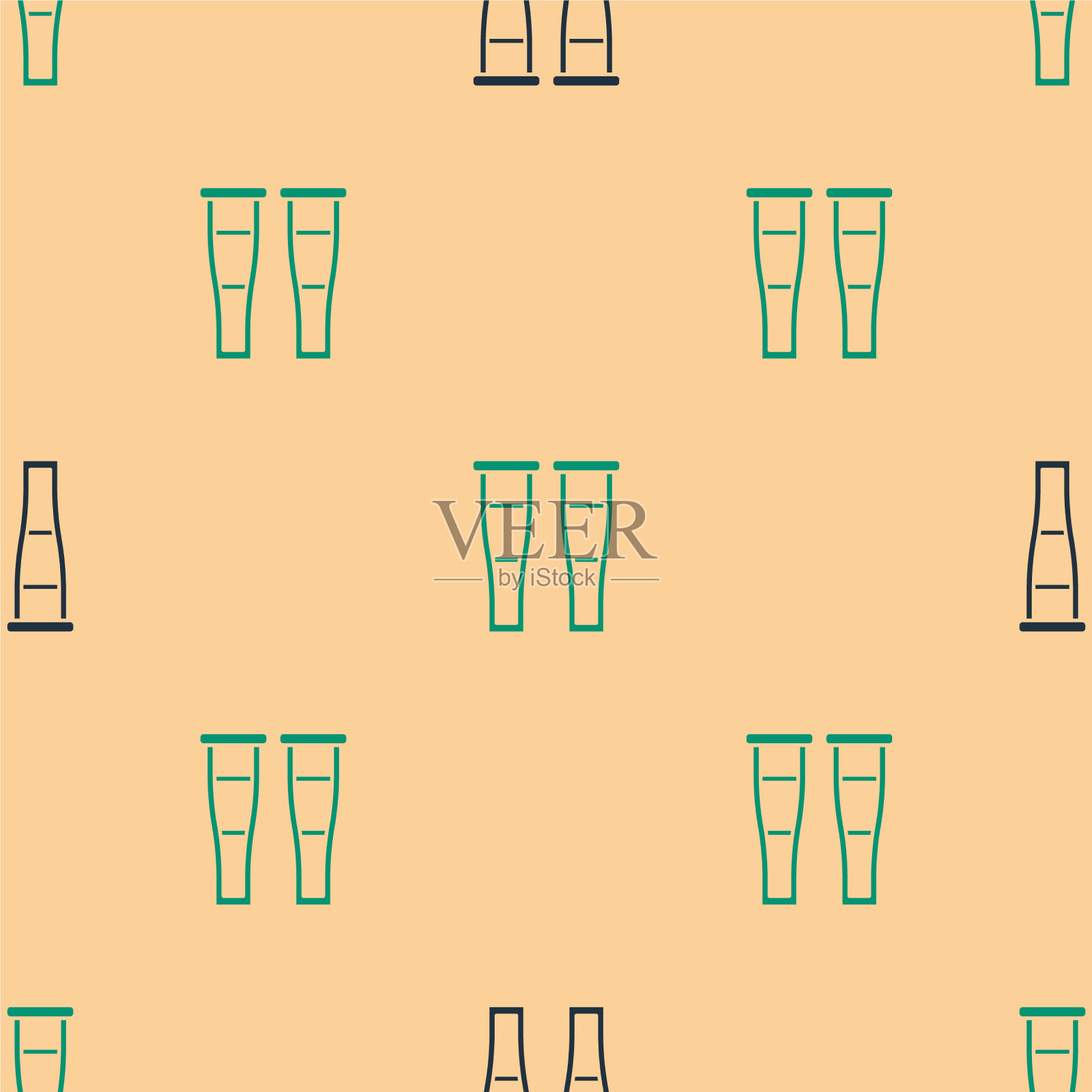 绿色和黑色的拐杖或拐杖图标孤立插画图片素材