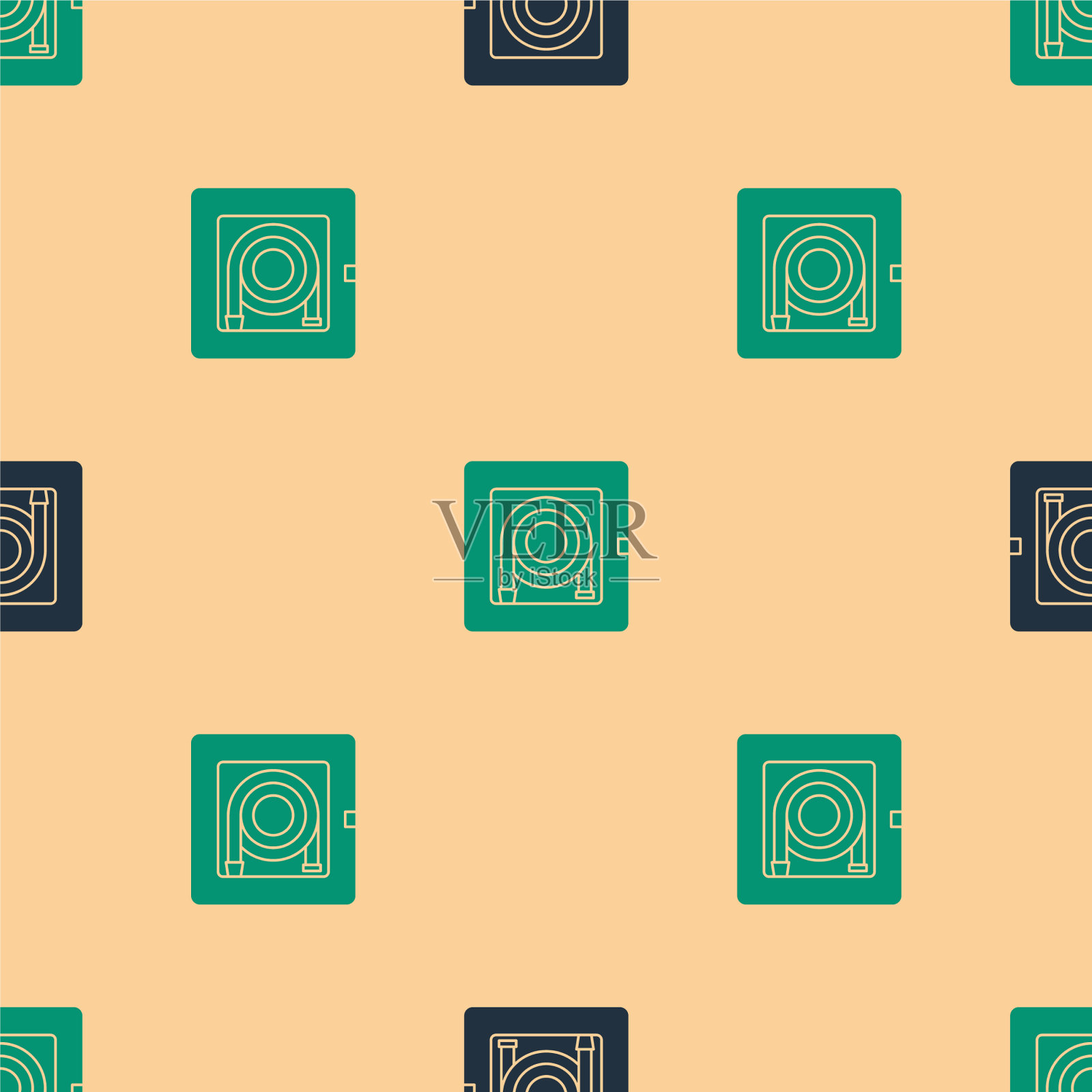 绿色和黑色消防水带柜图标隔离图标素材