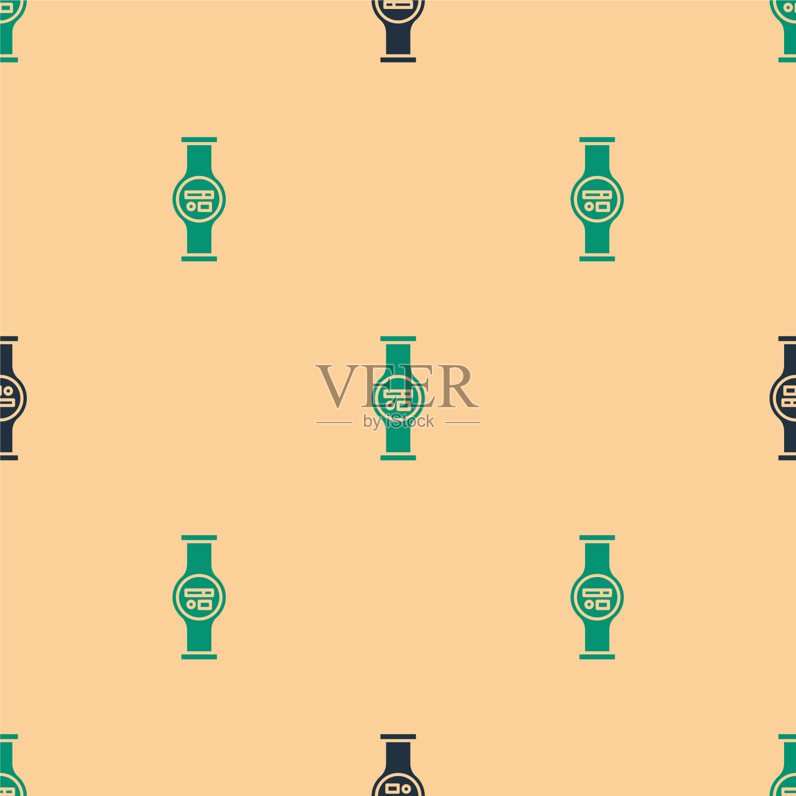 绿色和黑色水表与管道图标插画图片素材