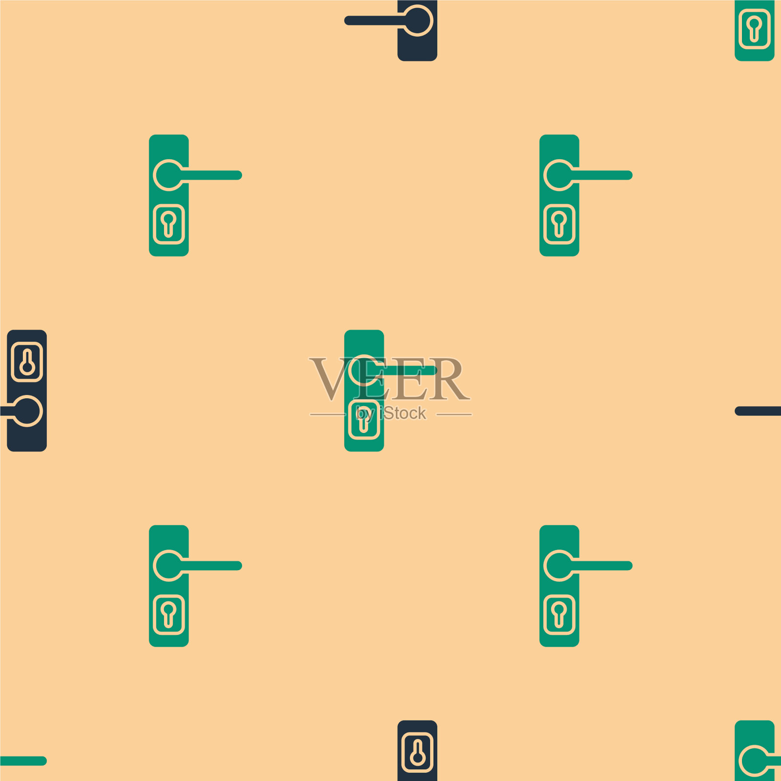 绿色和黑色的门把手图标隔离无缝插画图片素材