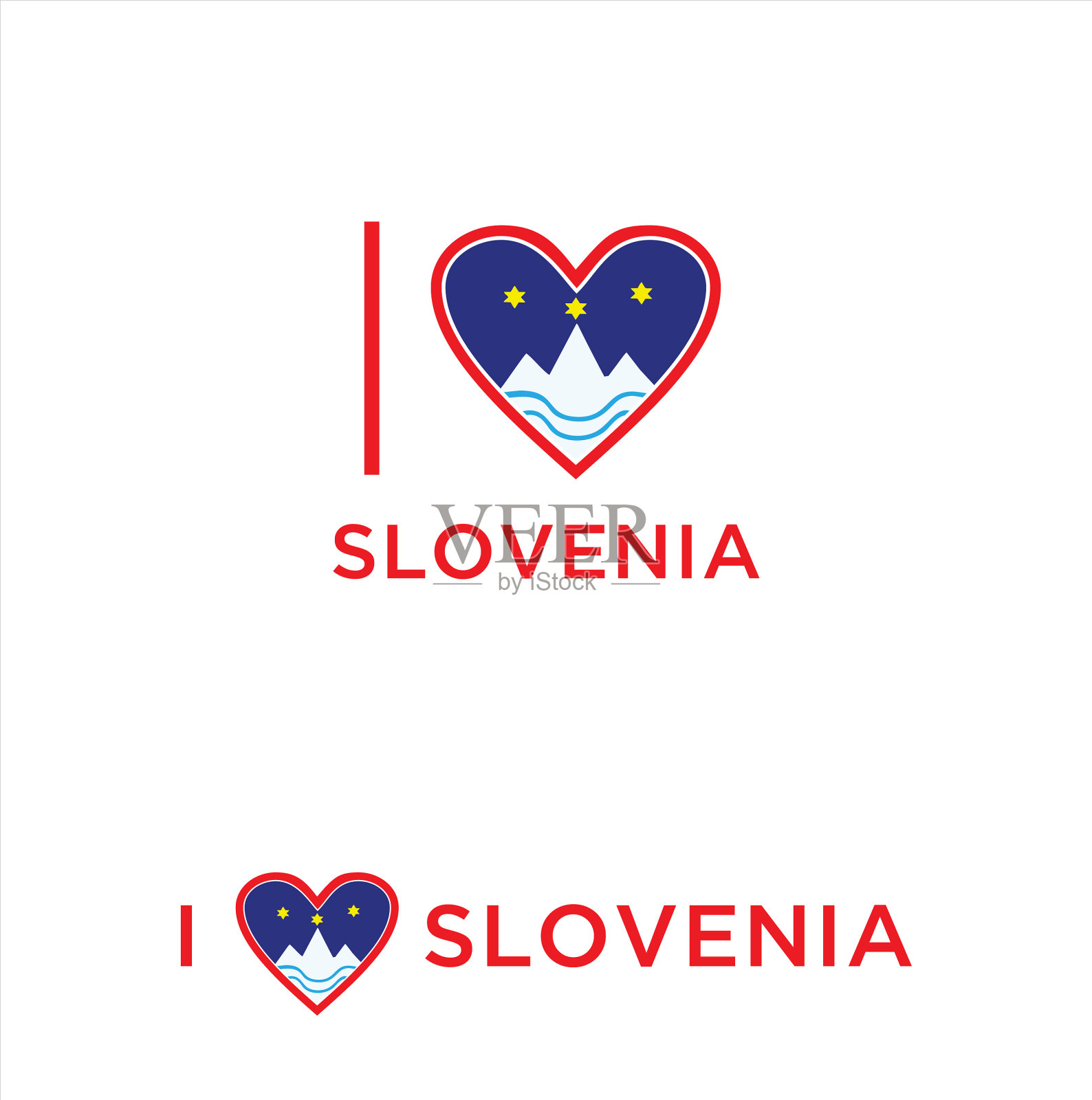 我喜欢斯洛文尼亚的象征心国旗图标股票插画图片素材