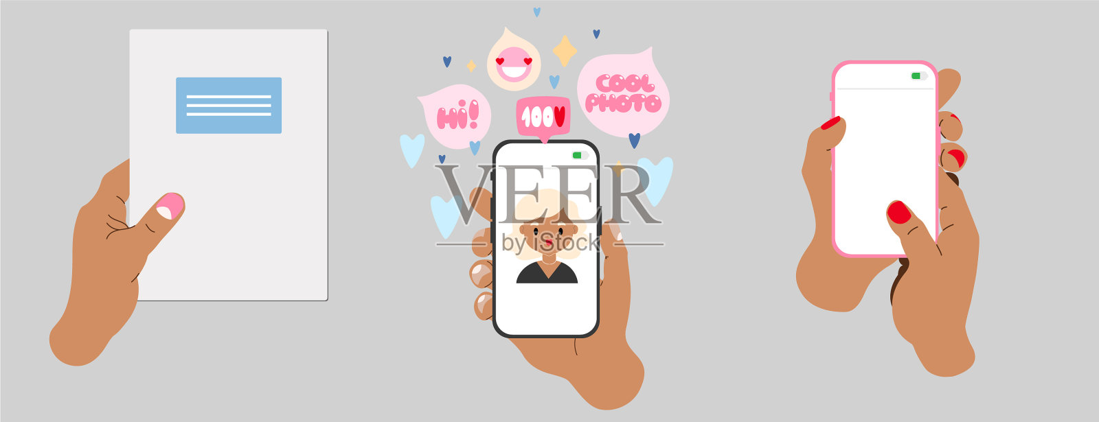 时尚的图画女性的手插画图片素材