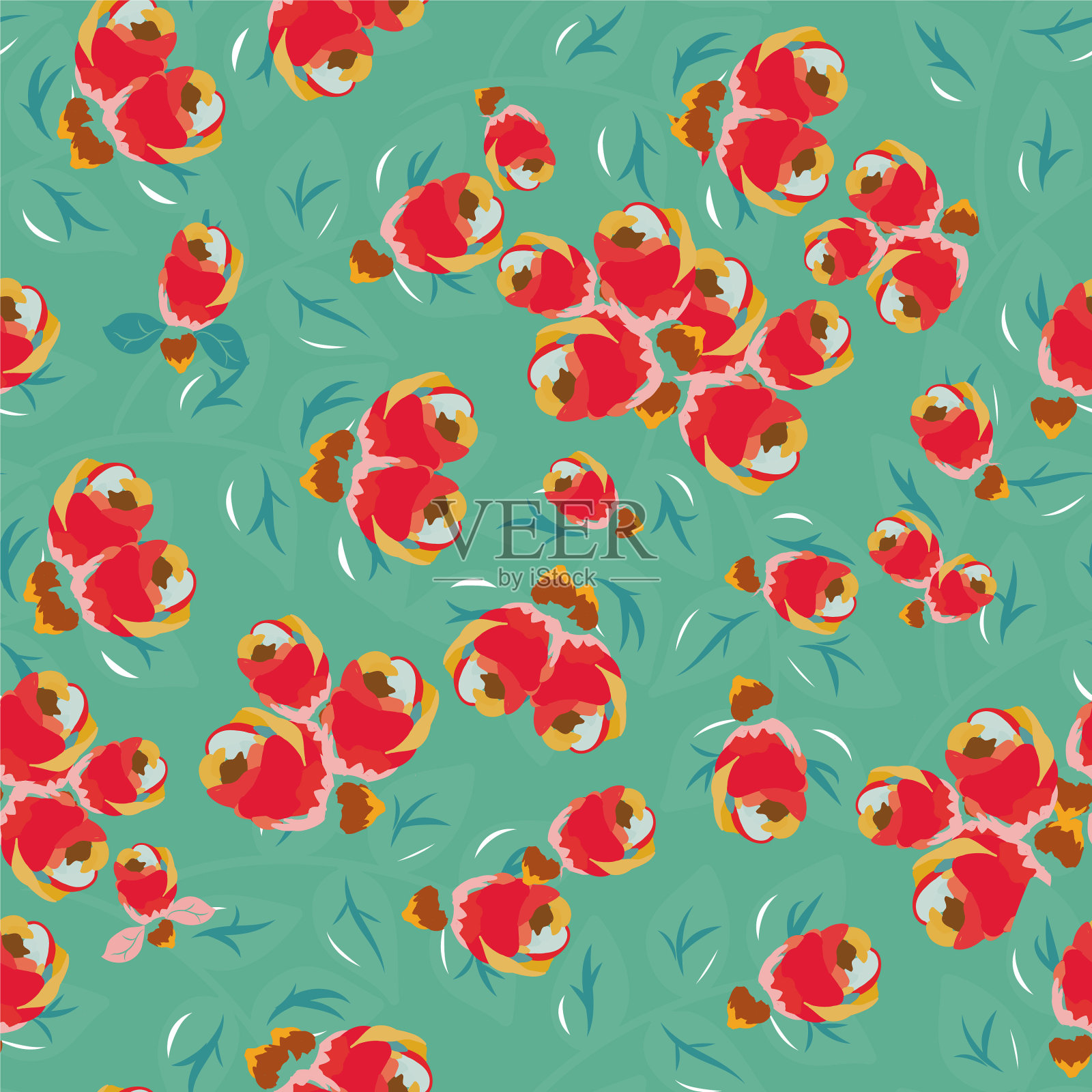 绿色无缝图案背景用插画图片素材