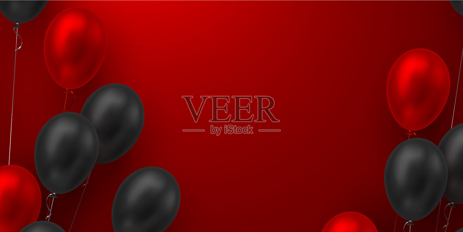 黑色和红色的光滑气球插画图片素材