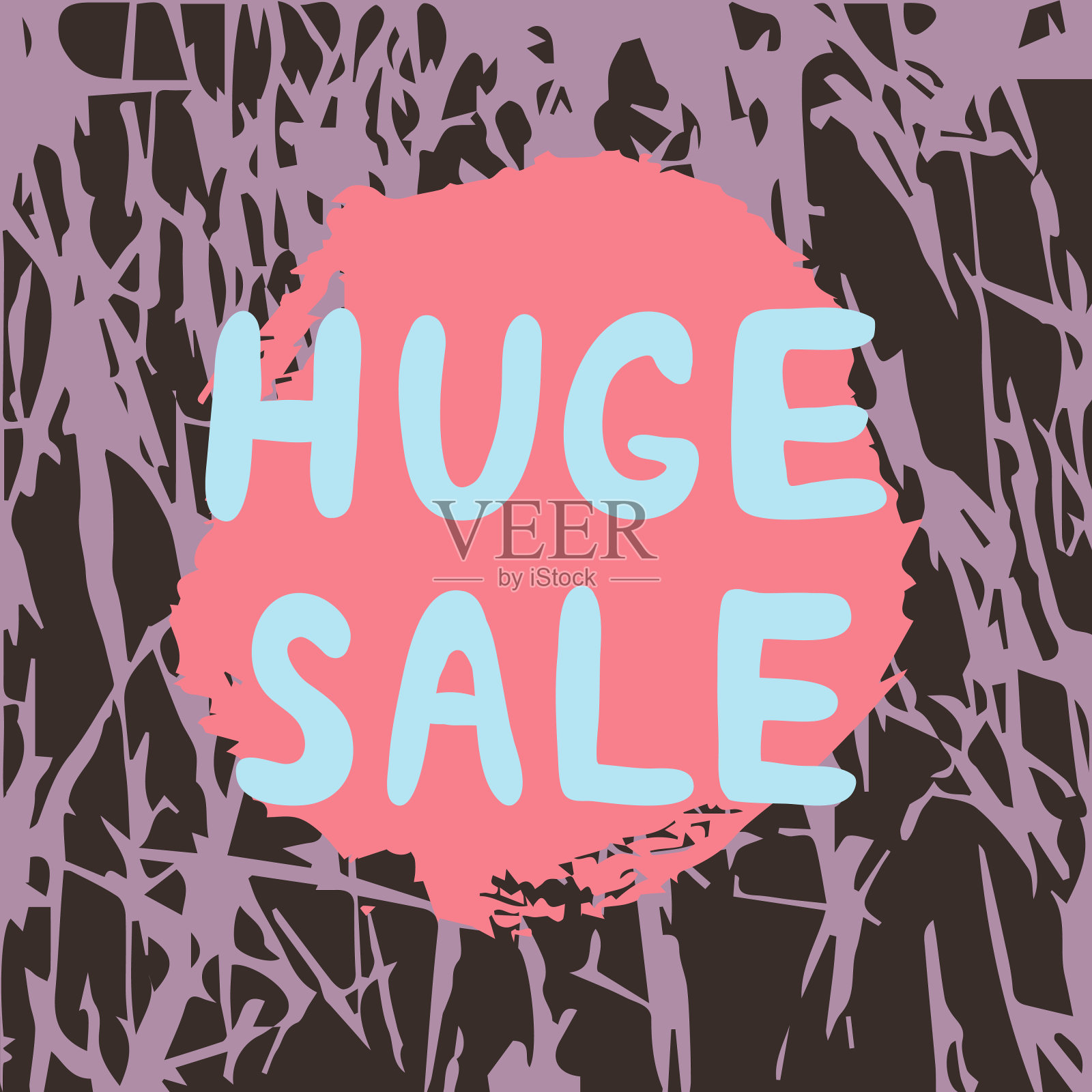 手绘可爱的字母“巨大的销售”纹理背景。设计元素图片