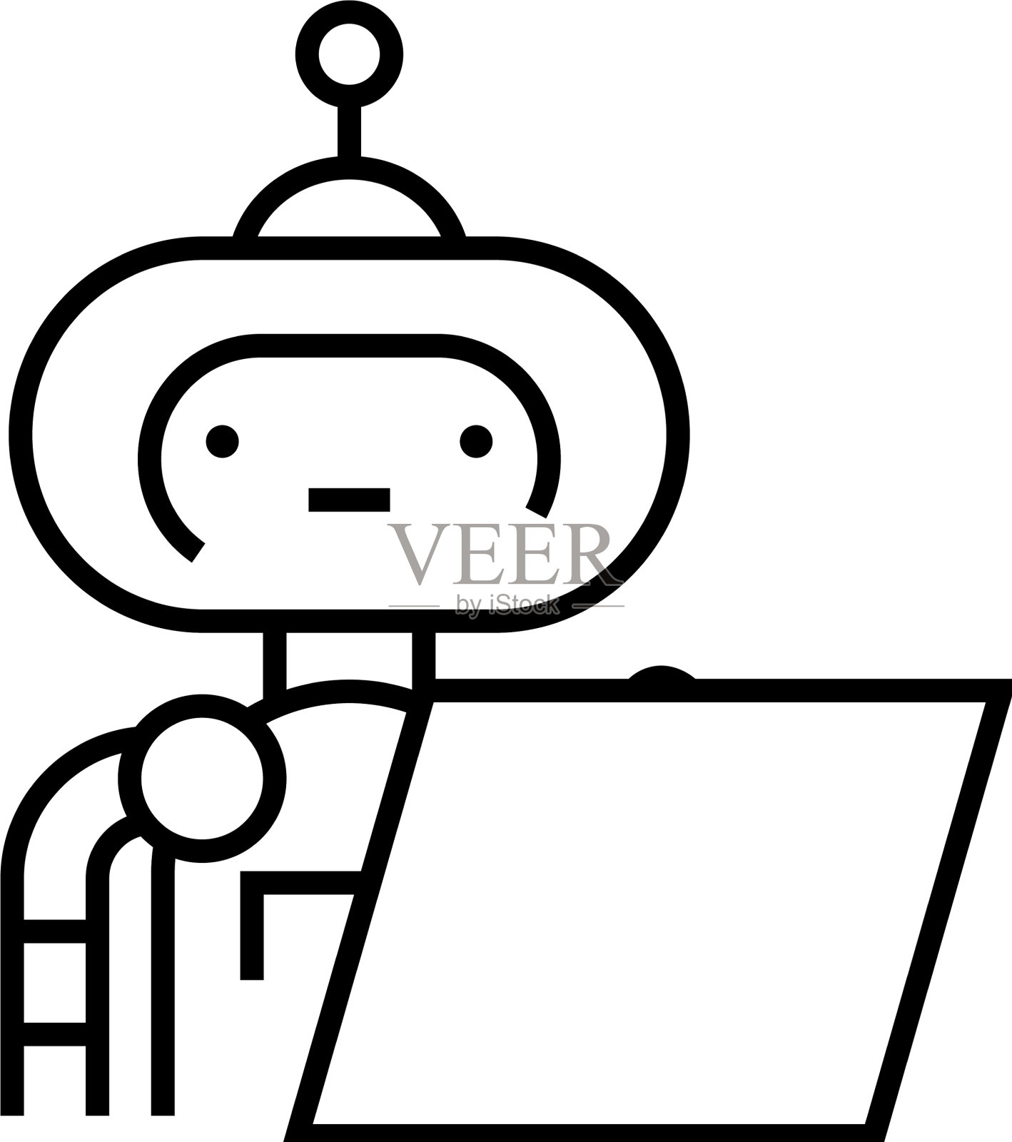 书写机器人线图标概念符号轮廓设计元素图片