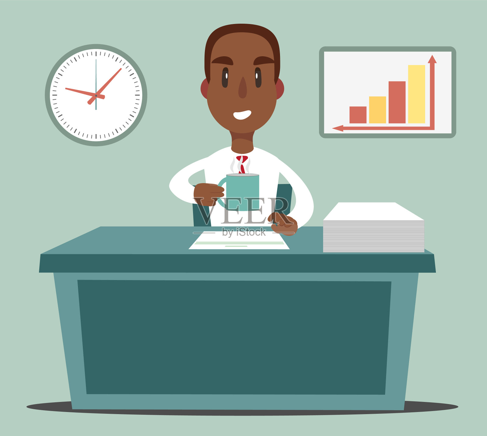 商人企业家工作在他的清洁和插画图片素材