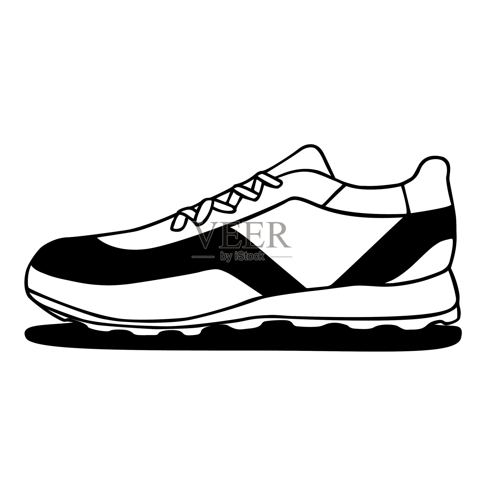 运动鞋图标黑色和白色设计元素图片