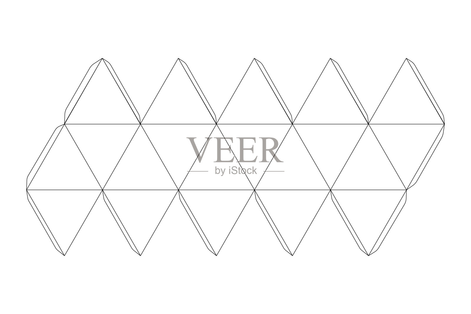 纸上二十面体模板，白色上的修剪方案插画图片素材