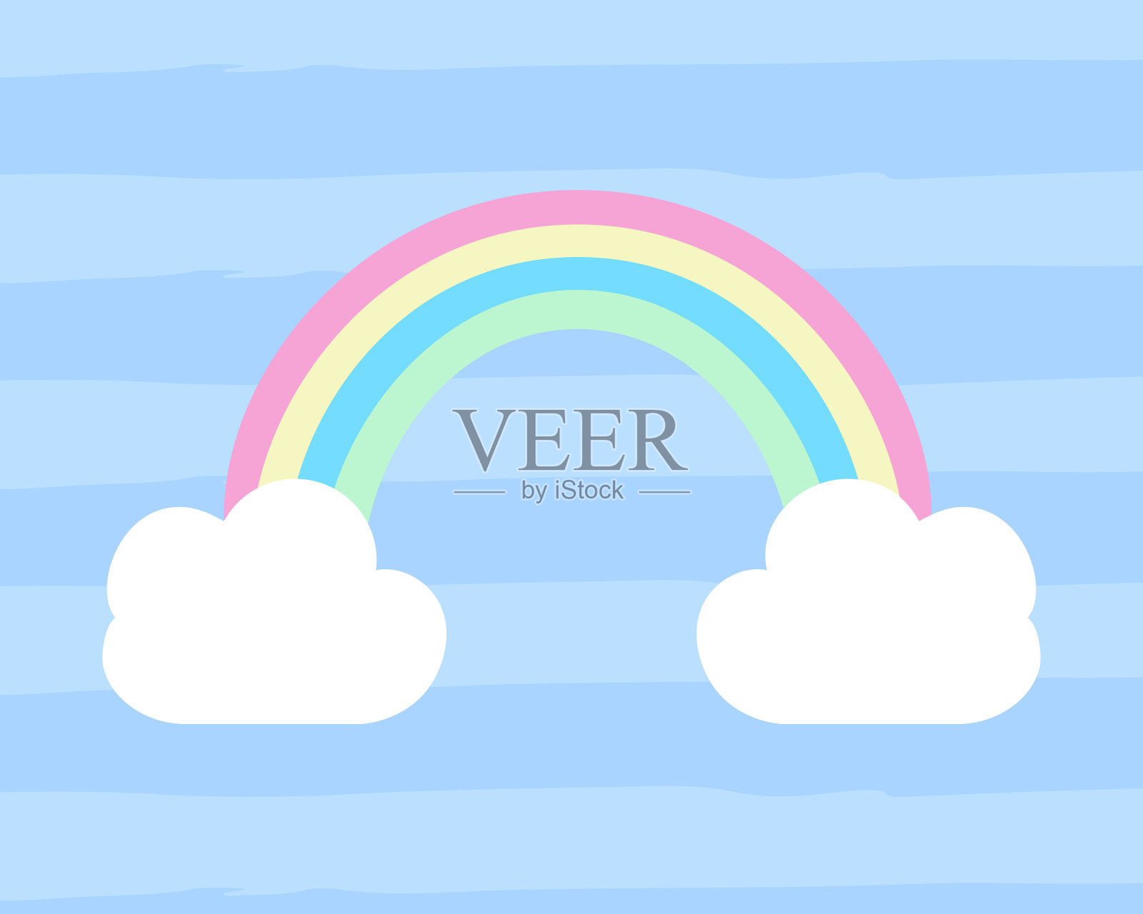 彩虹和白云在现代背景。矢量插图。设计元素图片