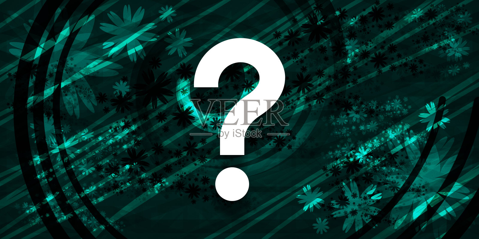 问号图标花翠绿色横幅背景自然设计插图插画图片素材