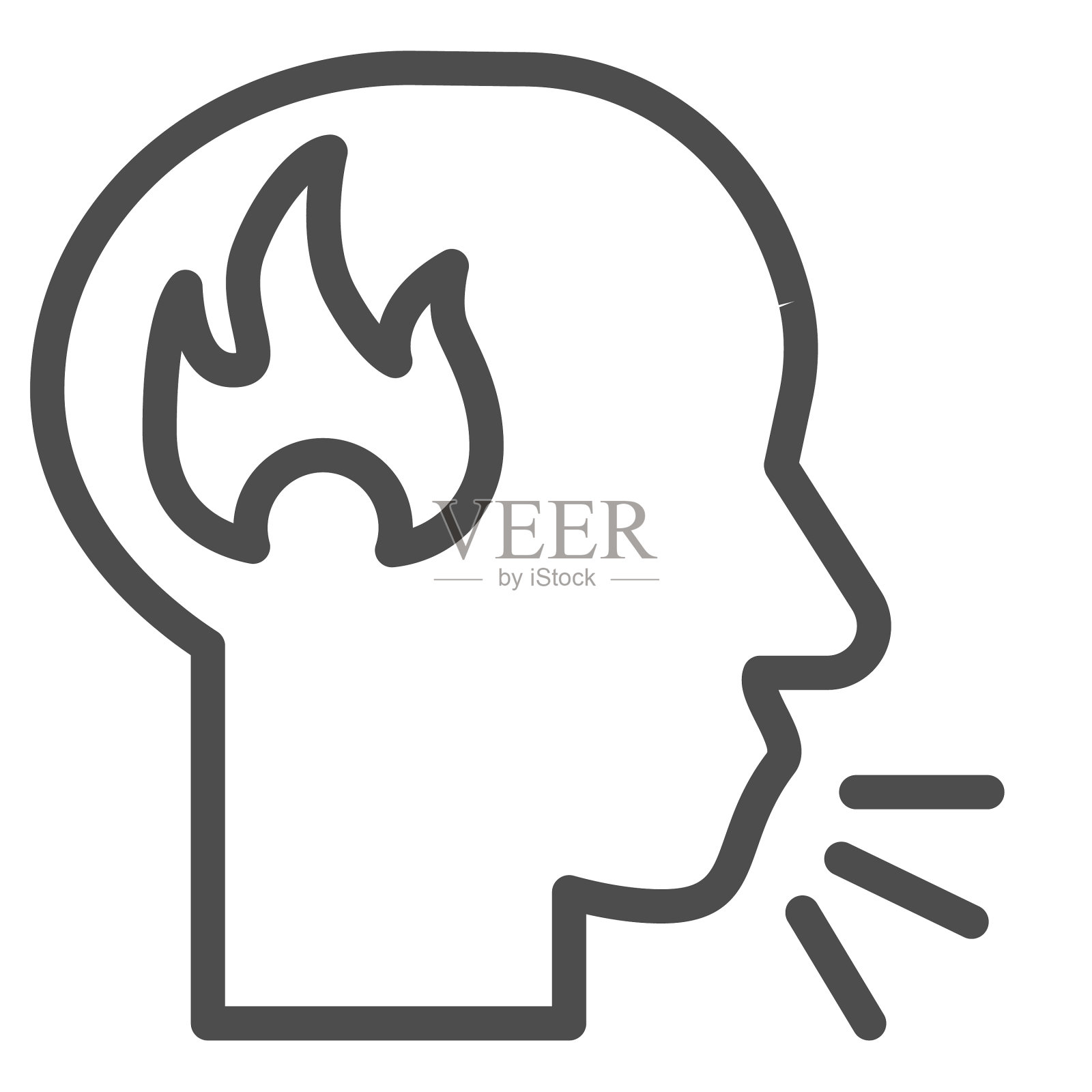 男人大声说话，线图标，愤怒的人大喊插画图片素材