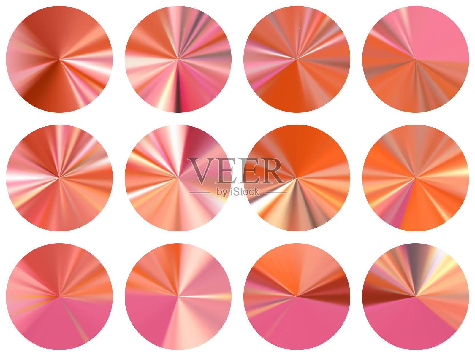 圆金属梯度网元素向量集。插画图片素材