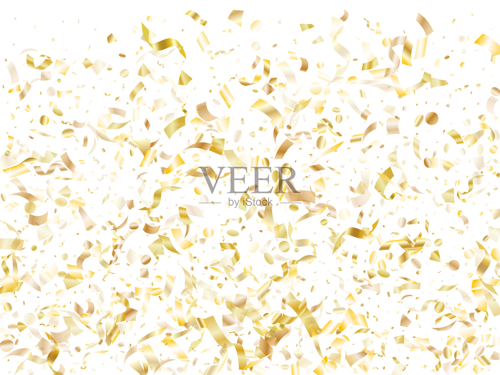 假日现实的金色纸屑飞行在黑色背景。插画图片素材