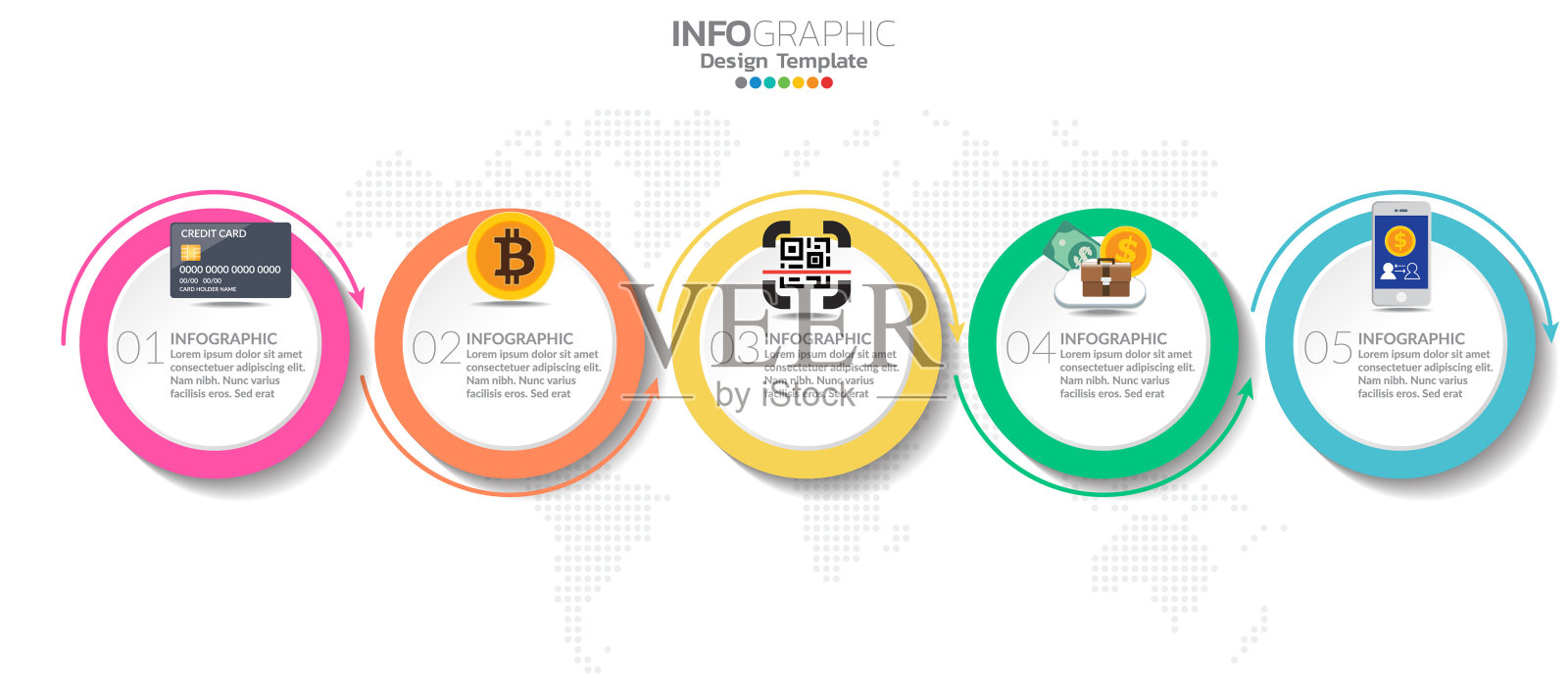 时间线信息图设计模板与选项，流程图。设计模板素材