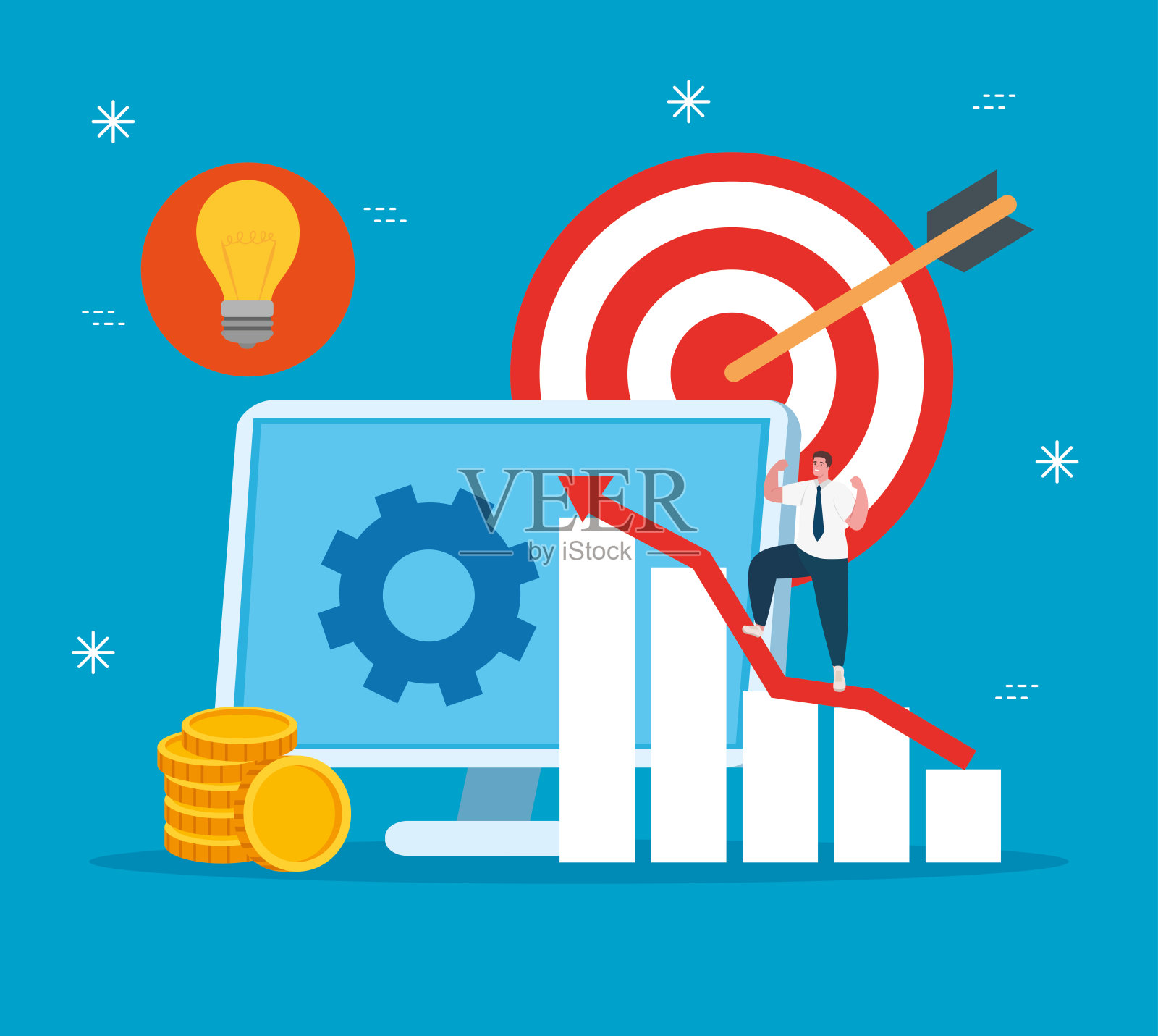 人与启动图标设置向量设计插画图片素材