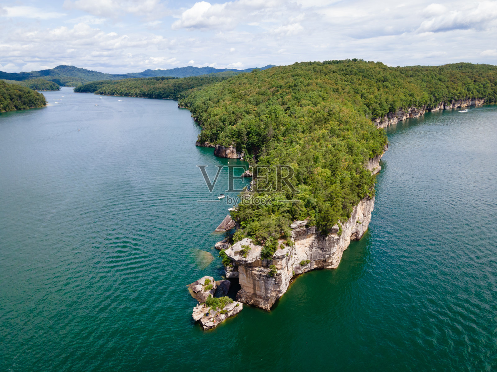 西弗吉尼亚州萨默斯维尔湖长点半岛航拍照片摄影图片
