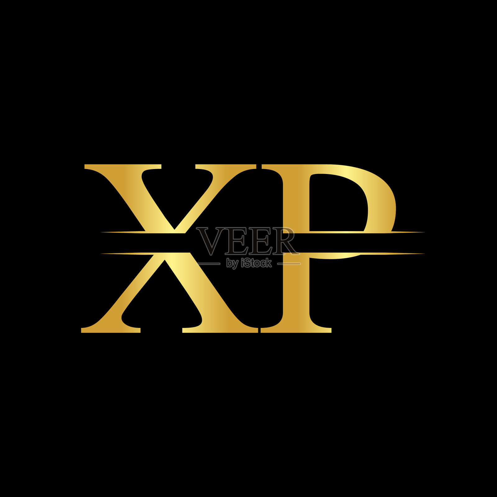 创意字母xp标志与金色抽象颜色插画图片素材