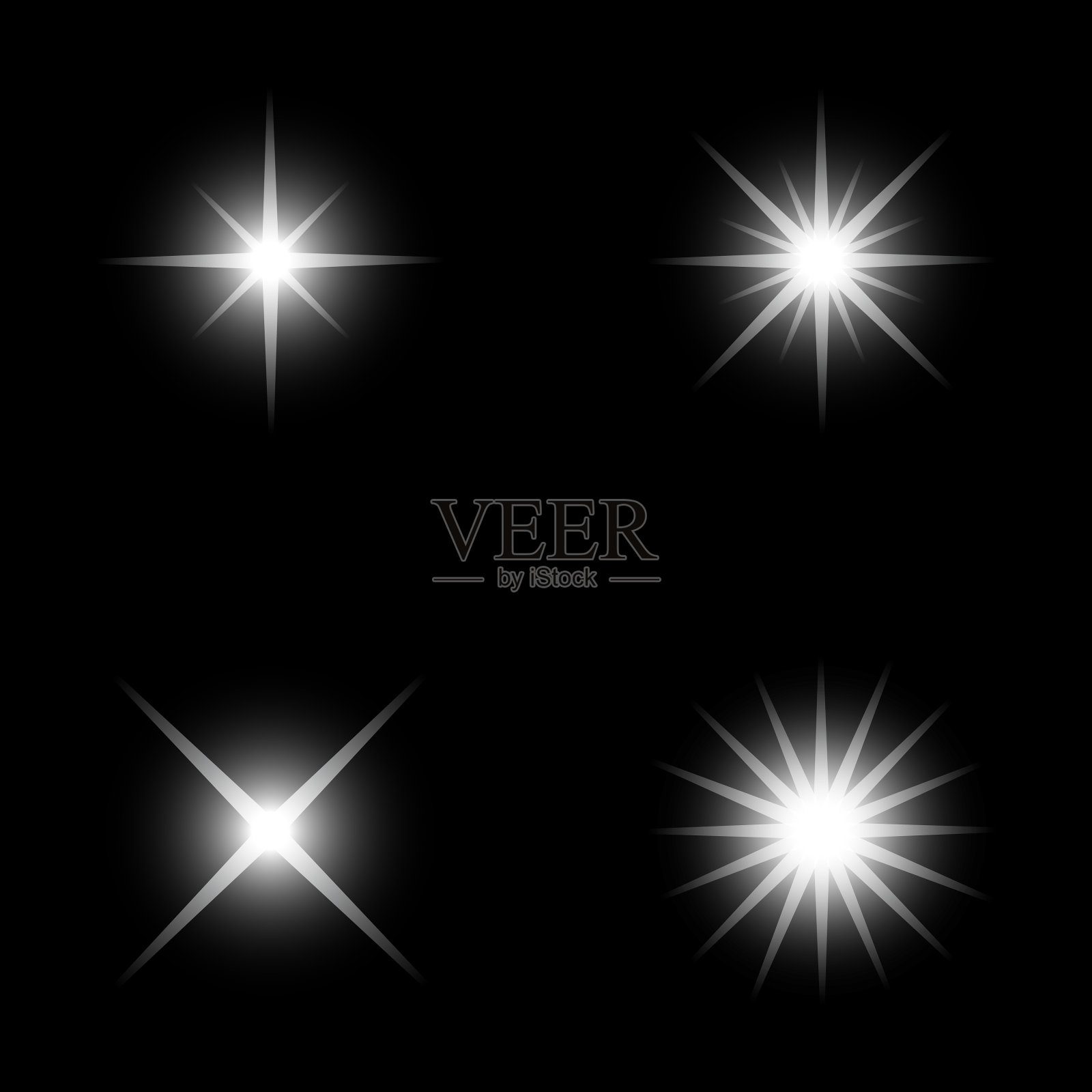 闪耀的星星设置发光的光效果插画图片素材