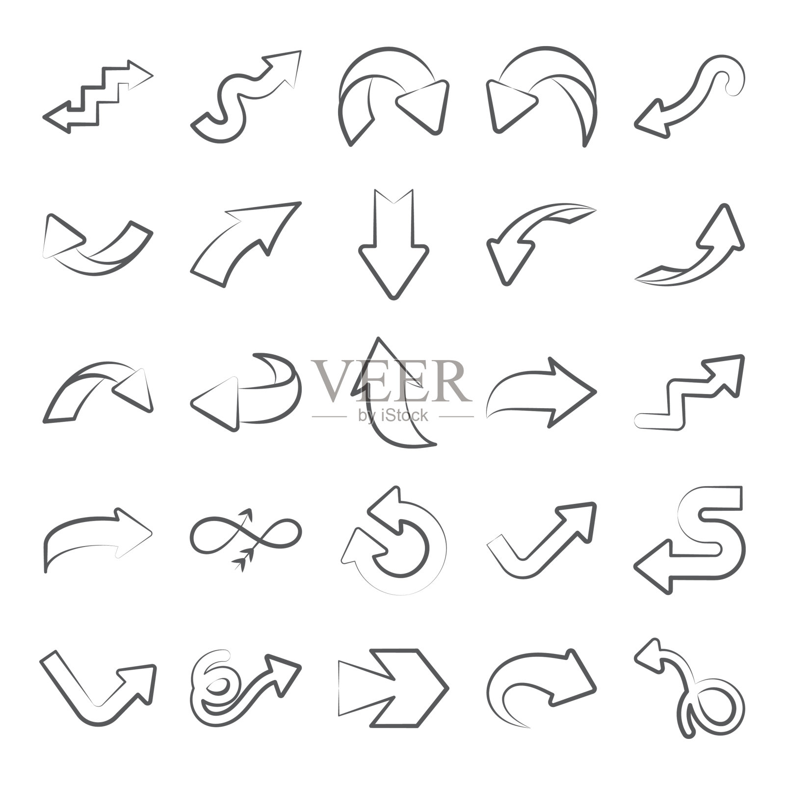 现代箭头图标在线性风格包设计元素图片