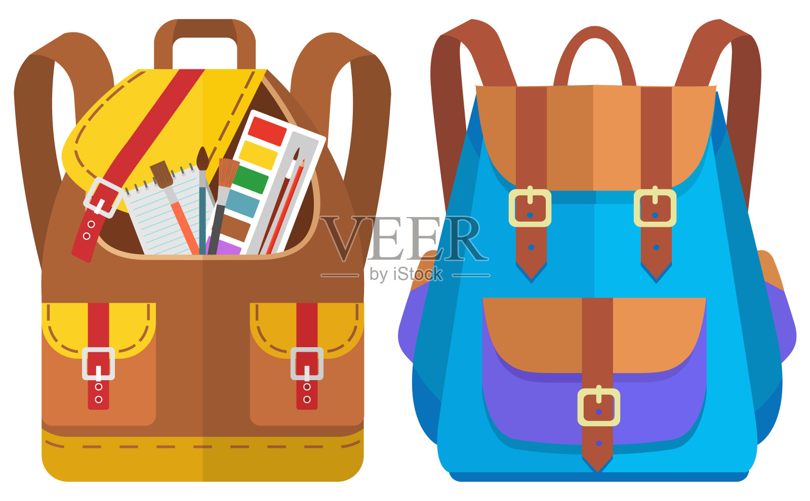 彩色学校背包回学校插画图片素材