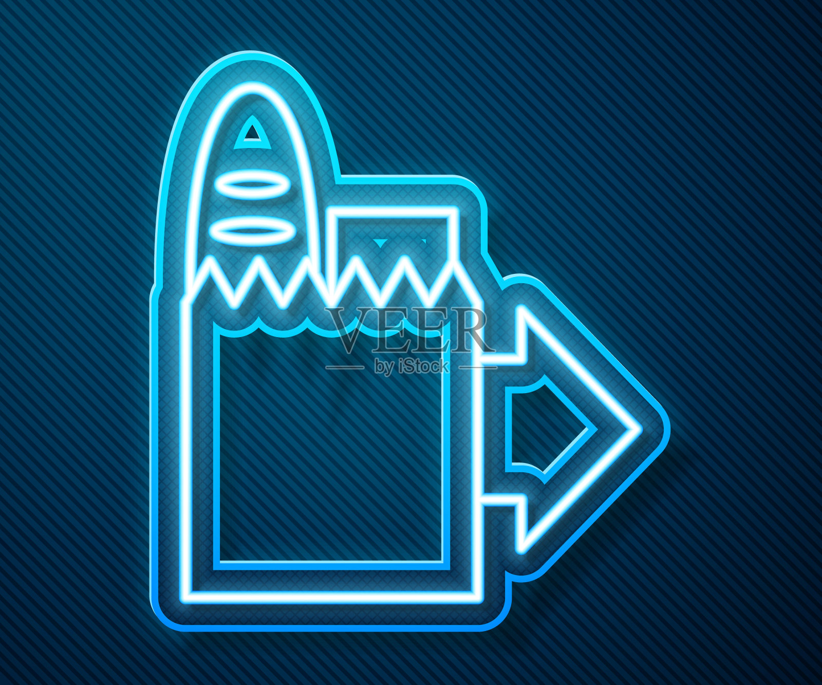 蓝色背景上孤立的在线订购和快餐外卖图标。矢量图插画图片素材