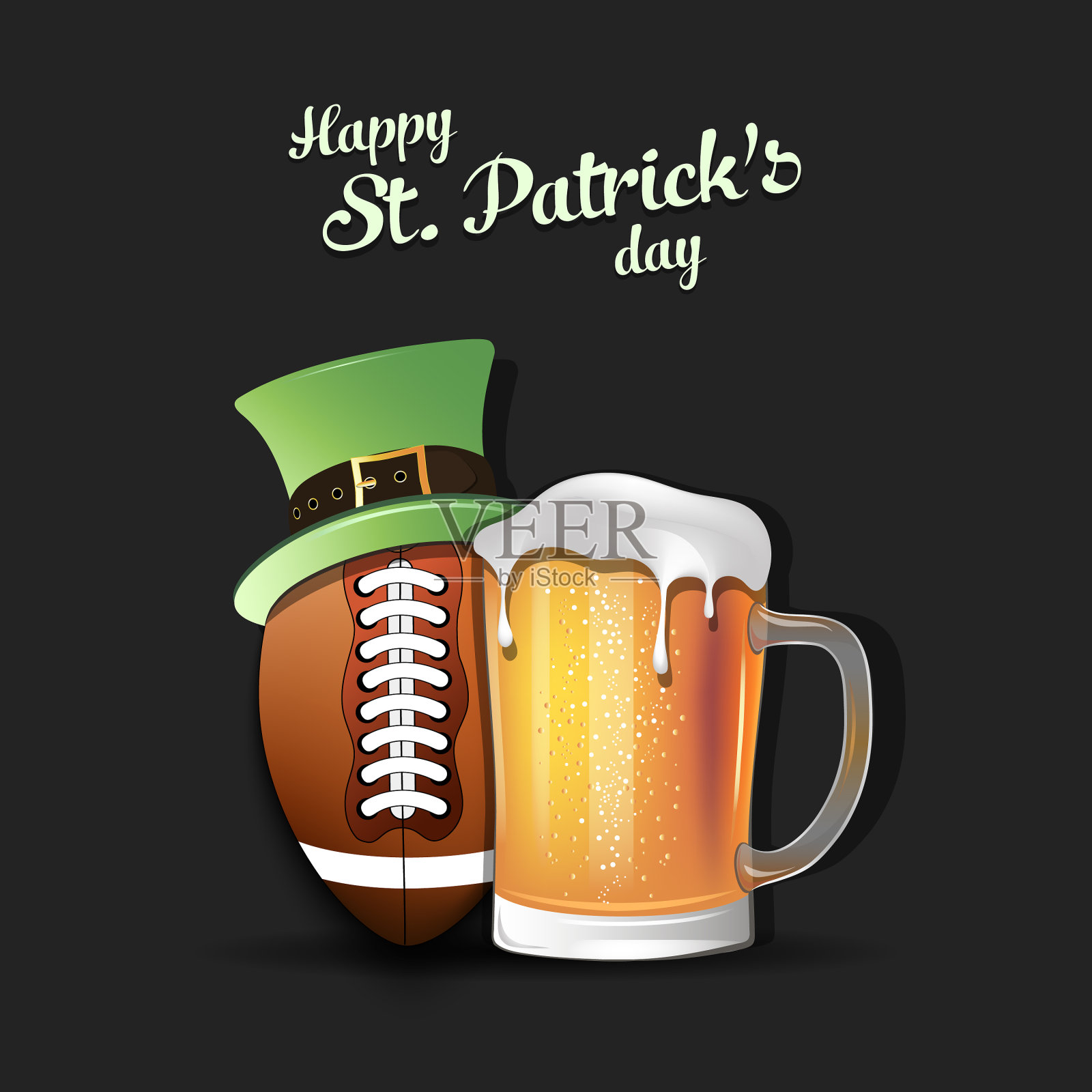 圣帕特里克节和足球快乐插画图片素材