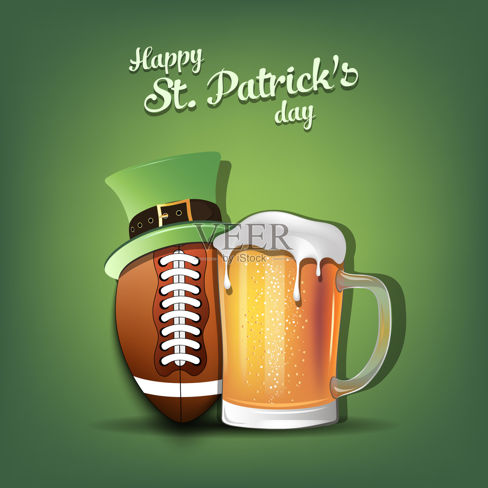 圣帕特里克节和足球快乐插画图片素材