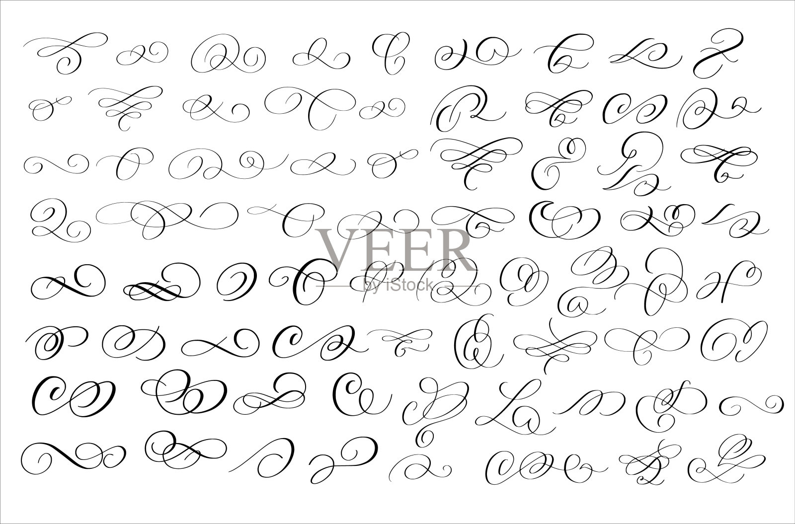 70+矢量笔墨书法漩涡繁盛集设计元素图片