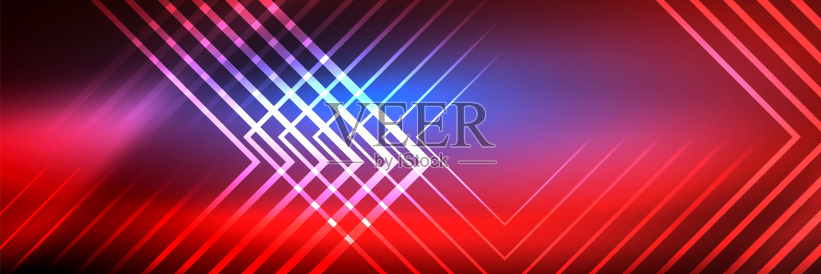 闪亮的霓虹灯发光的技术线，高科技未来抽象的背景模板与方形形状插画图片素材