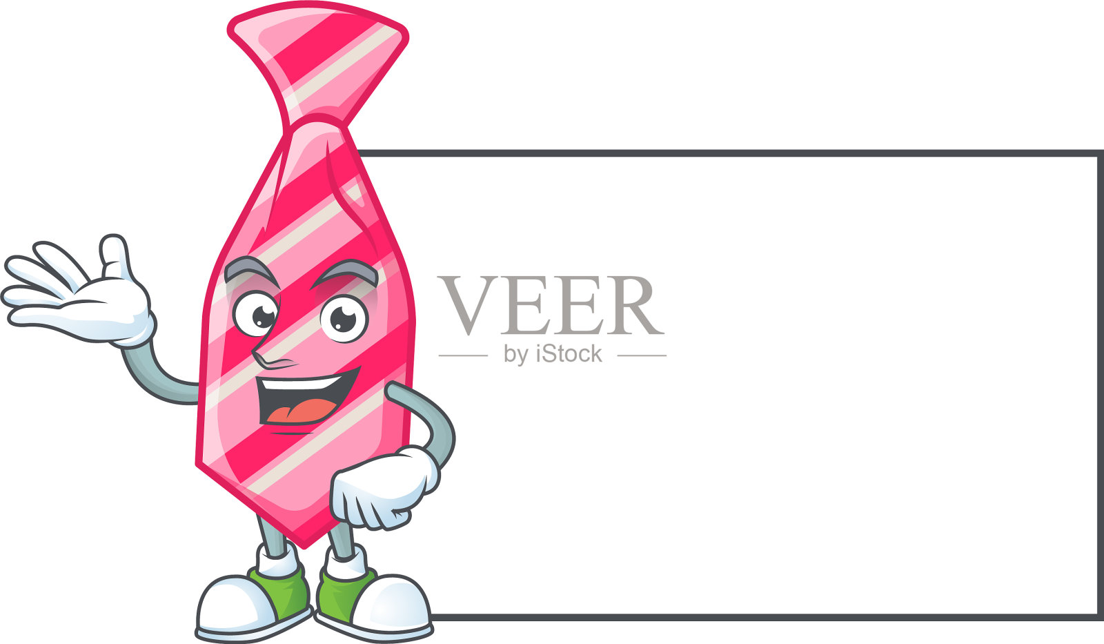 笑脸粉色条纹与白板卡通相结合插画图片素材