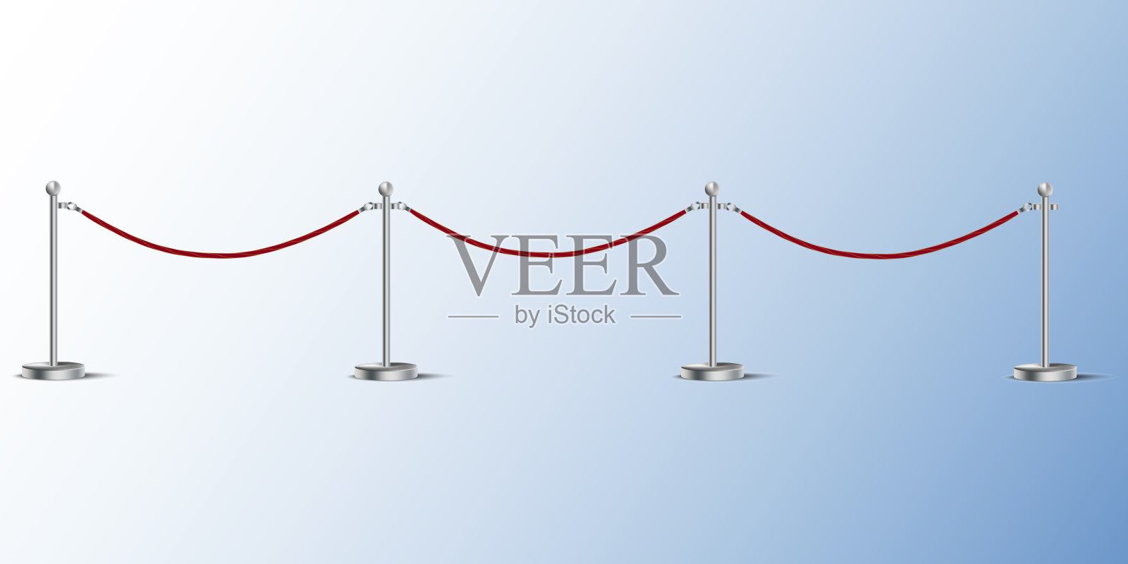 用绳子做成的障碍物。VIP人员安全红线入口处有栅栏。矢量图像。股票的照片。插画图片素材