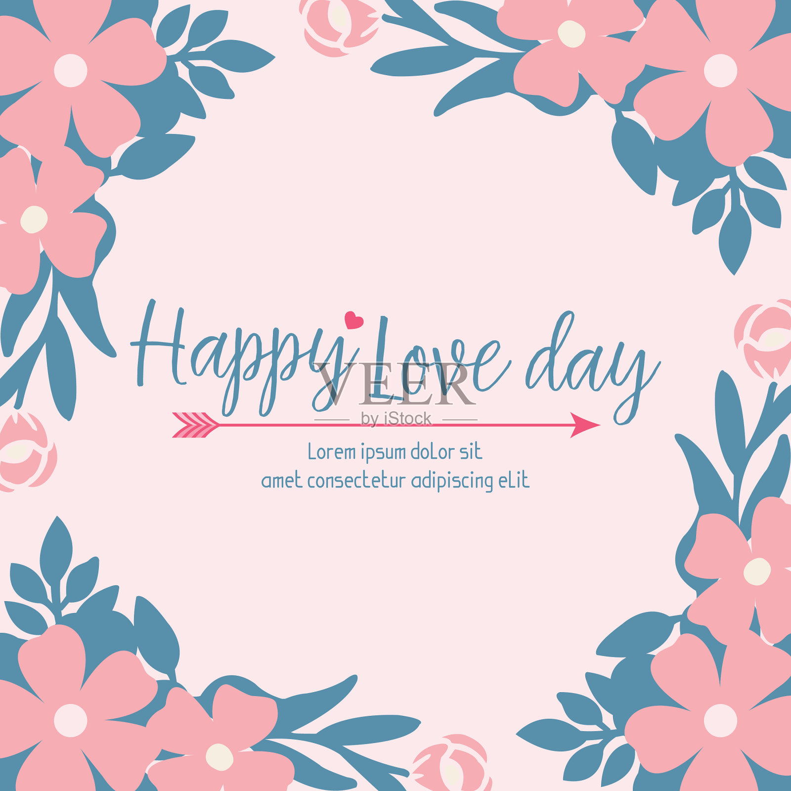 装饰快乐爱情日浪漫贺卡插画图片素材