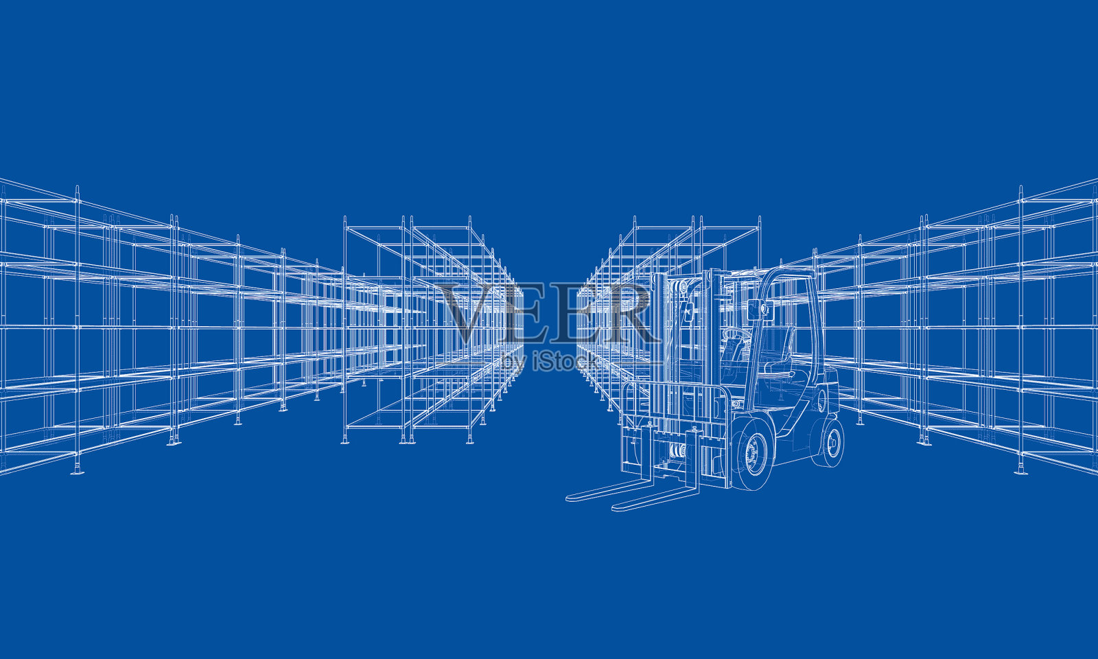 仓库货架和叉车插画图片素材