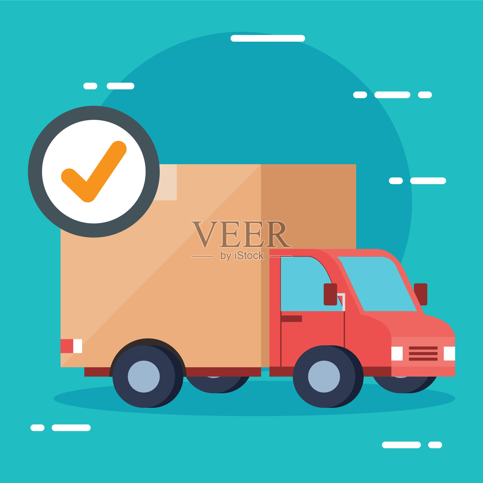 卡车和检查标志设计插画图片素材