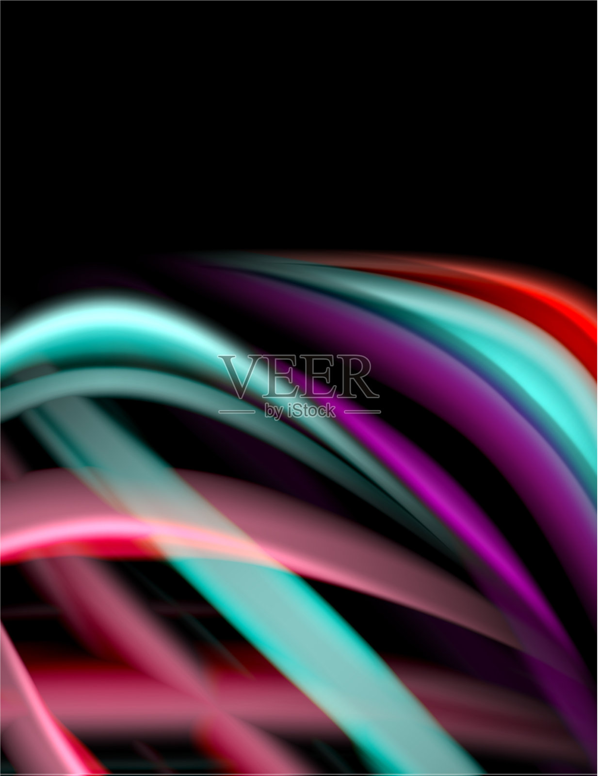 丝绸光滑的线条上的黑色液体液体的颜色设计模板素材