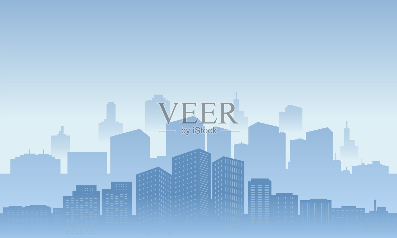 白天城市景观中的城市天际线插画图片素材