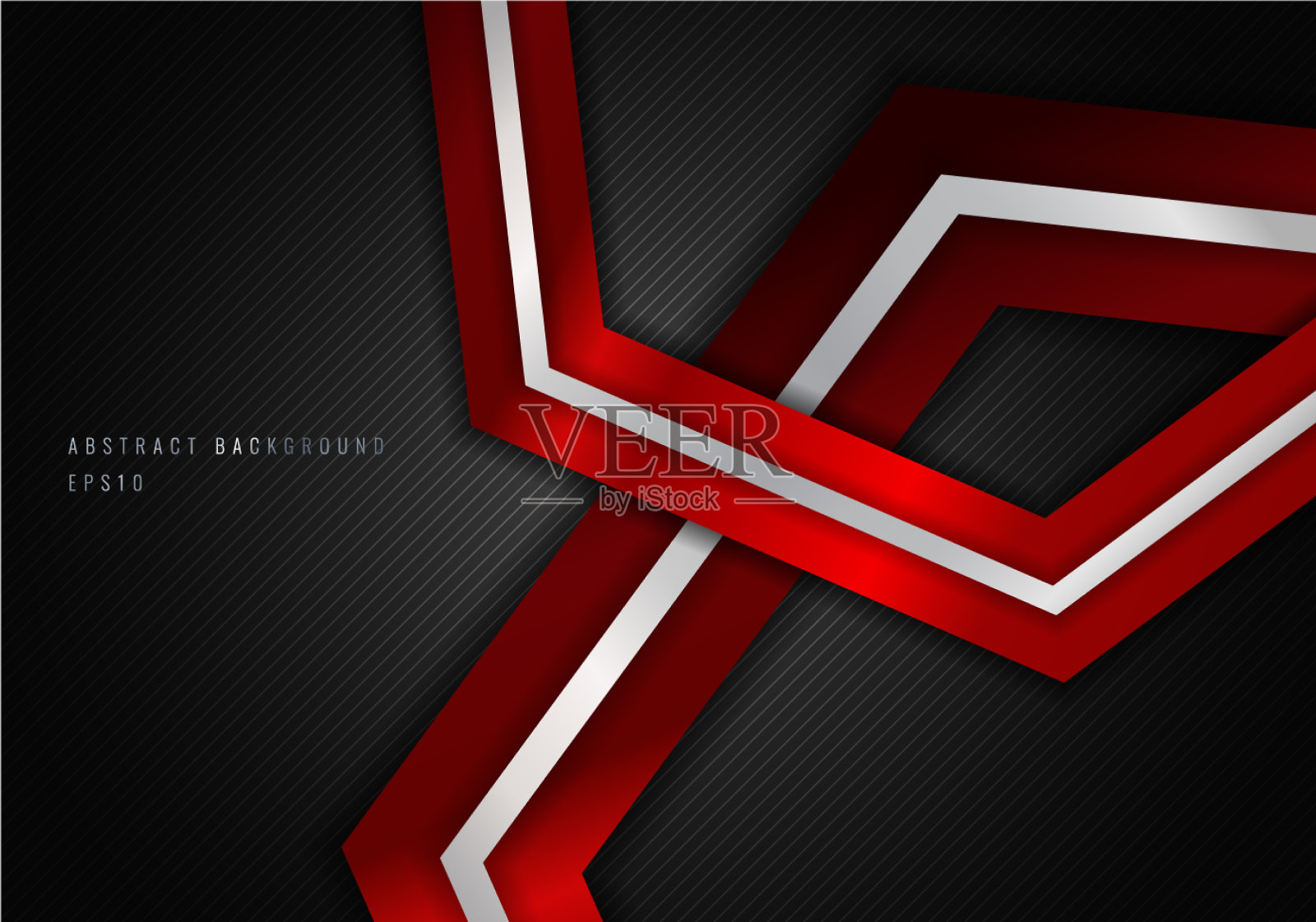 抽象红色金属六角形与插画图片素材