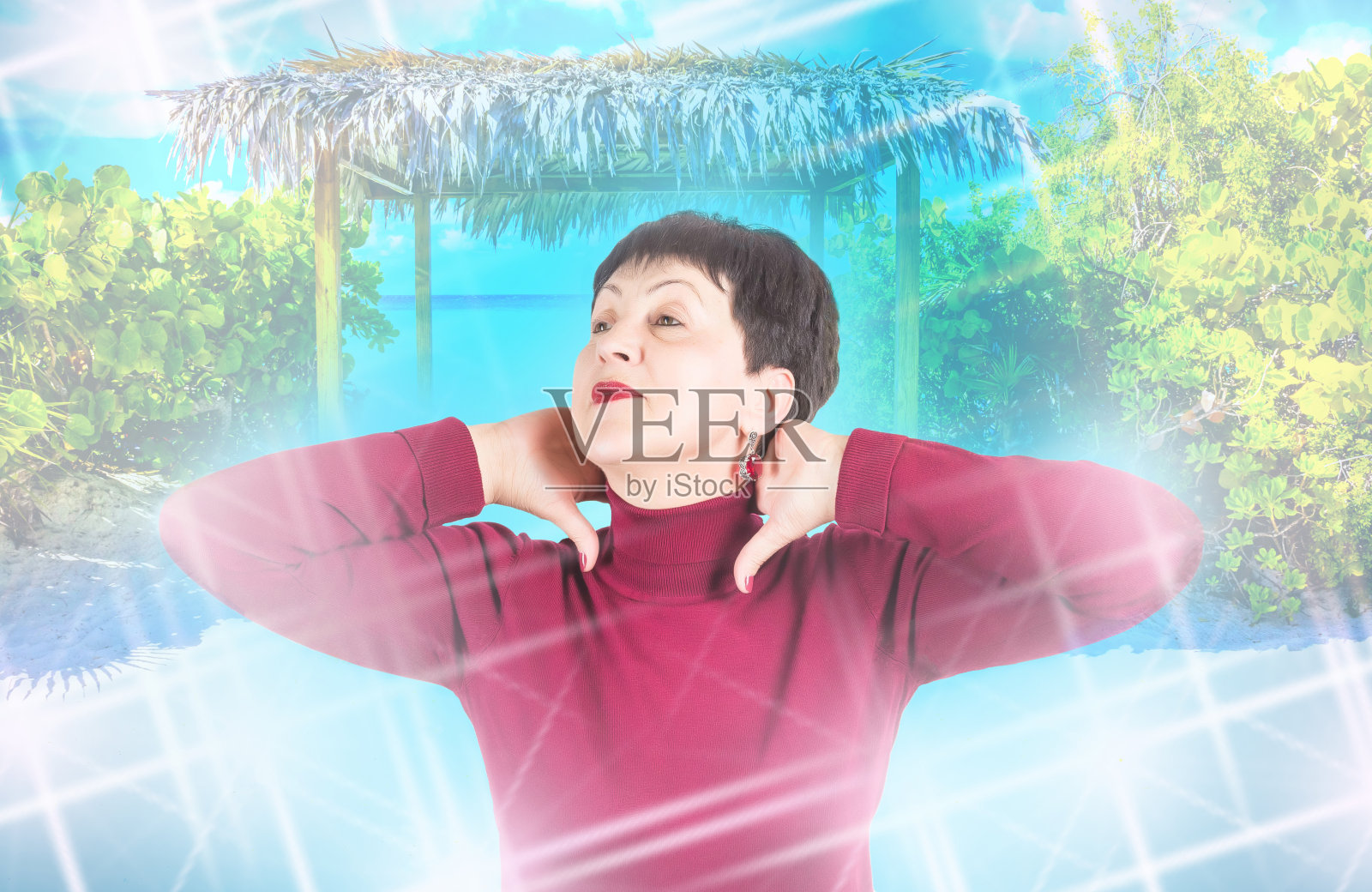 梦想着度假和放松工作的女商人照片摄影图片