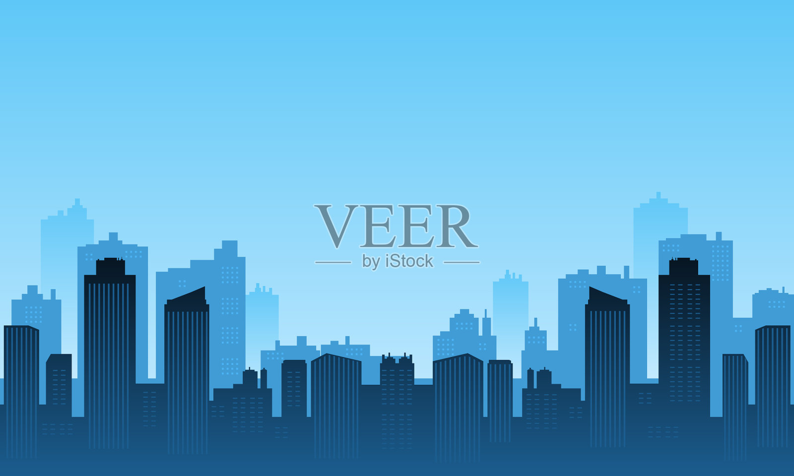 全景城市，许多公寓插画图片素材