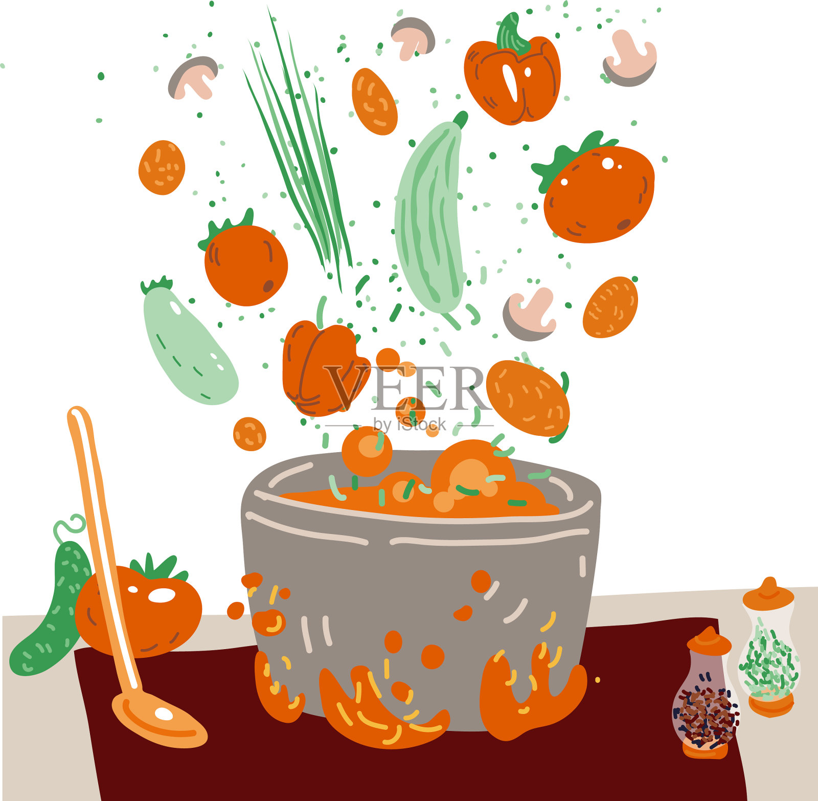 煲素汤的概念插画图片素材