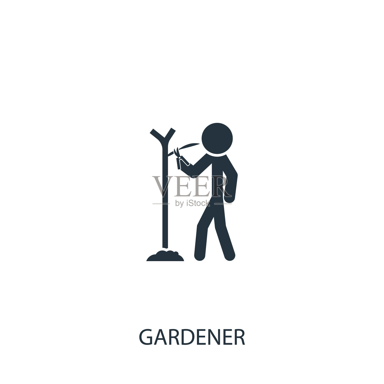 农夫与园艺剪刀图标简单插画图片素材