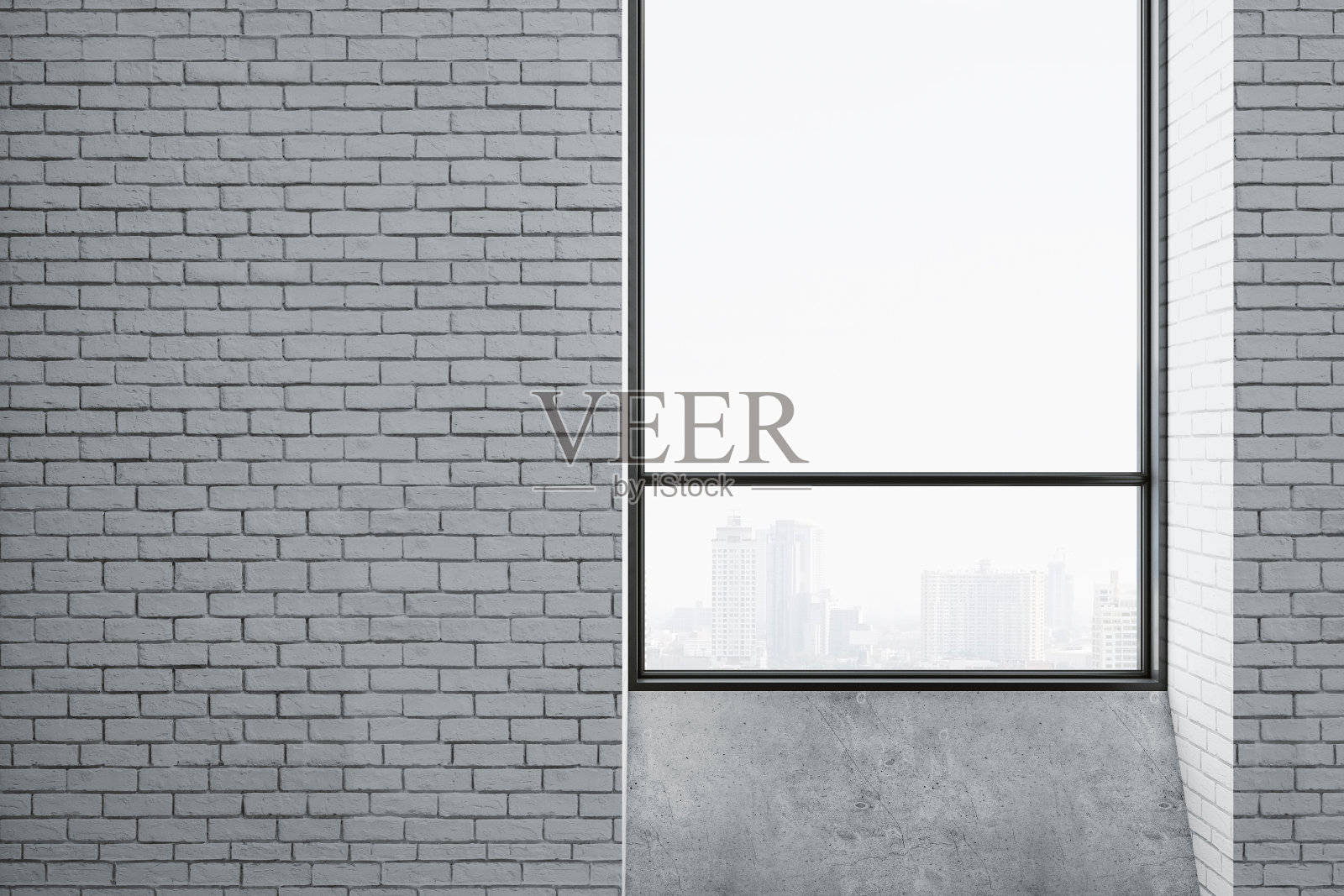 现代的室内，白色的红砖墙照片摄影图片